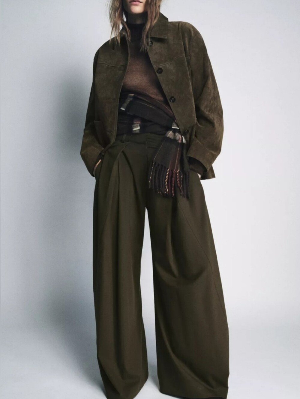 Zara High-Waist Pleated Wide Leg Trousers